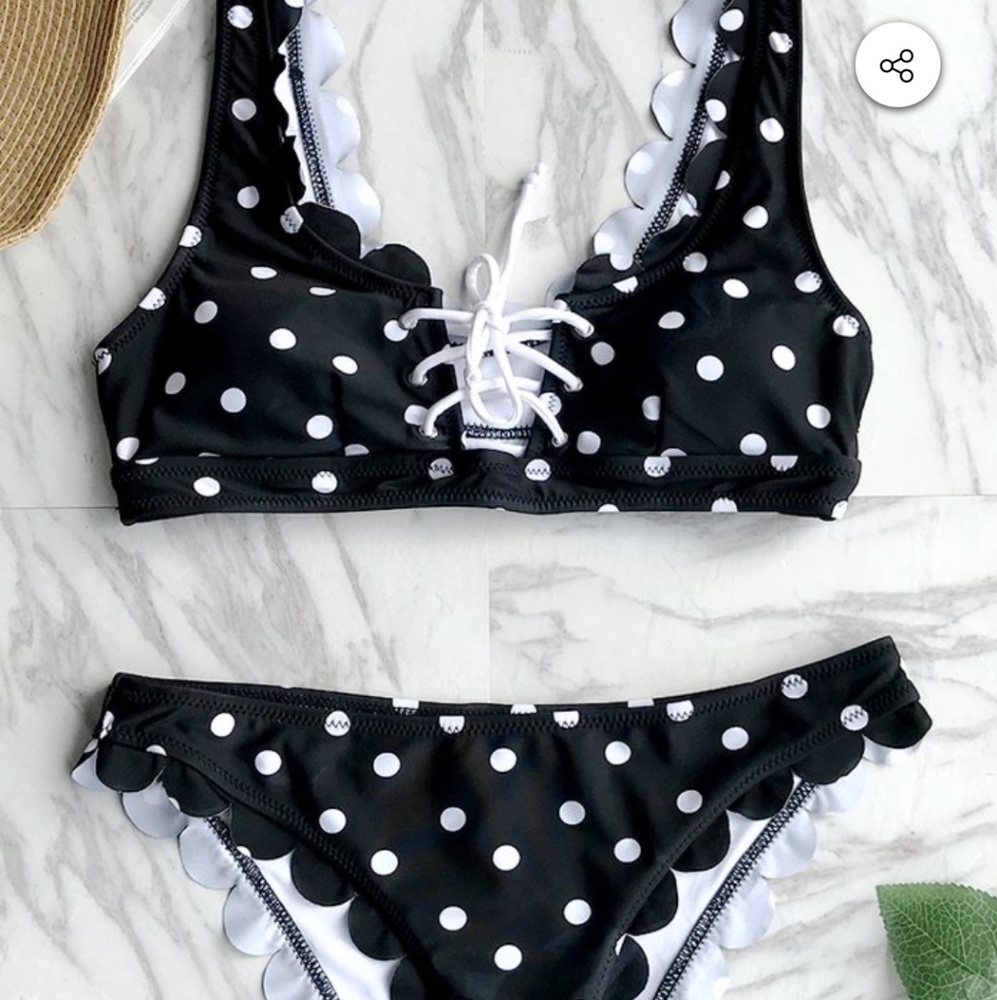 New cupshe black and white polka dot bikini SMALL